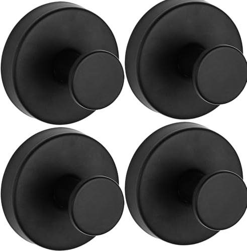 YUNYU 4 ganchos de ventosa para baño, ducha, cocina y puertas de cristal, adherencia segura en superficies lisas, sostiene toallas, lufas, abrigos, albornoces de hasta 11 libras (negro)