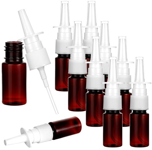 Josojoou 10ML Nasal Spray Bottle 10 Pcs Fine Mist Sprayers Bottles Refillable Atomiser Empty Nose Spray Bottle for Perfume Essential Oils Wound Disinfectant(Brown)