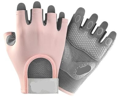 Damen-/Teenager-Fitness-Trainingshandschuhe, rutschfest, stoßfest, Halbfinger-Fitness- und Yoga-Handschuhe, verschleißfest, atmungsaktiv, Anti-Kokon-Sporthandschuhe FüR Gewichtheben, Training, Fitness