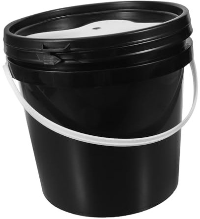 NULYLU Seau De Peinture en Plastique Noir 2l avec Couvercle Étanche, Récipient Hermétique pour Stockage Industriel Et Usage Domestique, Lot Unique Solide