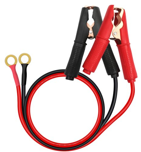 HuaLiSiJi Morsetti a Coccodrillo per Batteria Auto 12V 24V Morsetti a Coccodrillo a Terminali ad Anello per Cavi Batteria 12 AWG 30 A per Auto, Altro Dispositivo (1 m)