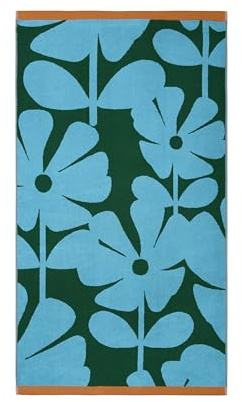 Orla Kiely Bathroom Towel Wildflower Blue Lagoon - Bath Towel, 70x125cm