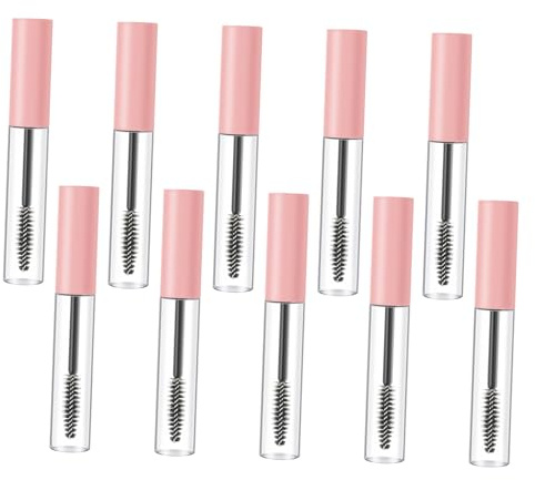 TOGEVAL 10 Stück Nachfüllbare Mascara Behälter Lippenstift Leerflaschen Kosmetikdöschen Tragbar Leicht DIY Wimperntusche Tube Für Reisen Rosa