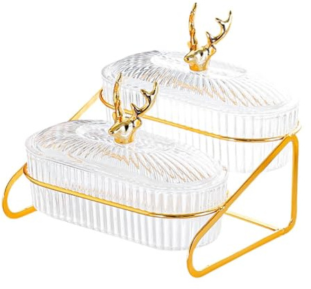 LOVIVER Assiette à salade de fruits secs avec support, plateau de service élégant pour apéritifs et biscuits, pour le salon ou la famille, Clair