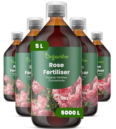 Engrais Liquide Pour Rose 5L – Engrais Organique Pour Floraison Abondante Et Feuillage Sain – Stimule Racines Et Croissance – Organifer