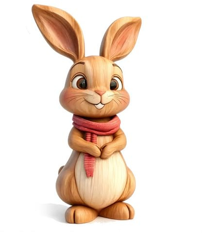 Joalpysm Hase Holz Deko, 2D Flachdesign Holz Tier Holzfiguren, Niedliches Kaninchen Schreibtisch Deko für Zuhause und Büro, Herzliches Holzdeko Geschenk Geschenk für Kaninchenliebhaber