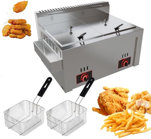 Friggitrice a gas da professionale doppia friggitrice a gas grande capacità multifunzione in acciaio inox facile da pulire per uso domestico e commerciale