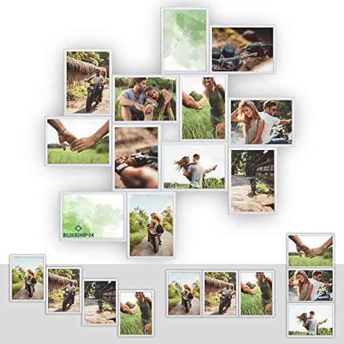 Bildershop-24 Kunststoff Bilderrahmen Fotorahmen Collage zum individuellen gestalten 12x 10.5x15cm Weiß mit Normalglas und Klammern