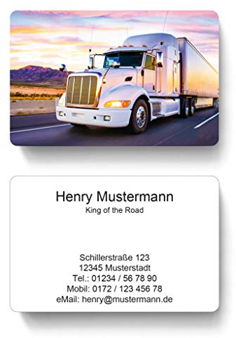 100 Visitenkarten, laminiert, 85 x 55 mm, inkl. Kartenspender - Truck Lkw Transport