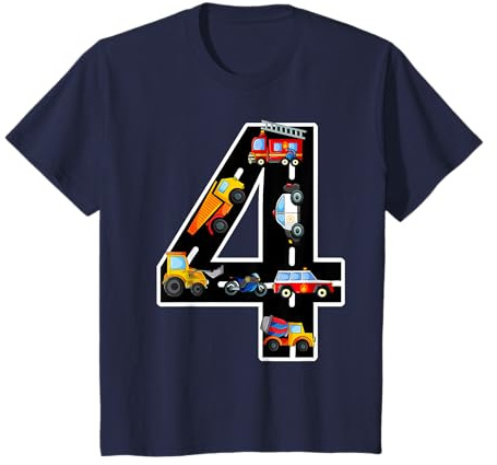 Geburtstagsshirt 4 Jahre Fahrzeuge Jungen 4. Geburtstag T-Shirt