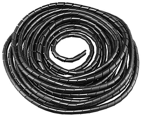 GTIWUNG Raccoglicavi Spiralato, Spirale Avvolgicavo, Tubo a Spirale Diametro 8mm, Copricavo Spirale a Lungezza 12m, Tubo a Spirale per mettere in ordine cavi PC, TV, stereo, console giochi, Nero