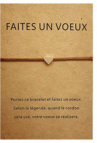 NAMCHE Bracelet Cordon Coeur Porte-Bonheur - Bijou Femme Fille (Coeur sur Cordon Marron)