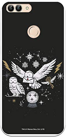 Schutzhülle für Huawei P Smart, offizielles Harry Potter Lechuzas, Silhouette, zum Schutz Ihres Handys, aus flexiblem Silikon, offizielles Lizenzprodukt von Harry Potter