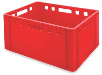 aidB Fleischerkasten E3 rot 600 x 400 x 300 mm, Lebensmittelecht mit geschlossenem Boden und Seiten
