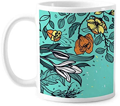 Tasse mit Lilien-Motiv, Keramik, Kaffeetasse, Porzellan, Tafelgeschirr