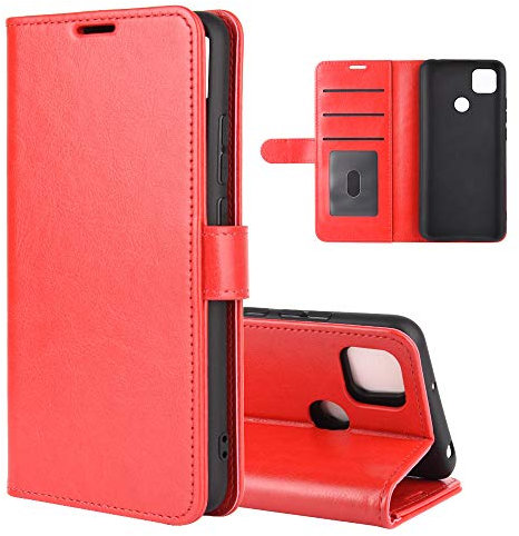 ROVLAK Etui pour Xiaomi Redmi 9C Housse de Protection Anti-Choc avec Crédit Carte Fente Etui en Cuir PU + Intérieur en Silicone TPU Case Wallet Coque pour Xiaomi Redmi 9C Smartphone,Rouge