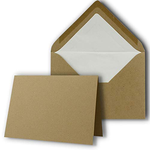 50 Sets - großes Kartenpaket mit 50 Faltkarten & 50 Umschlägen - 10,5 x 14,8 cm - DIN A6/C6 - Kraft - NEUSER PAPIER