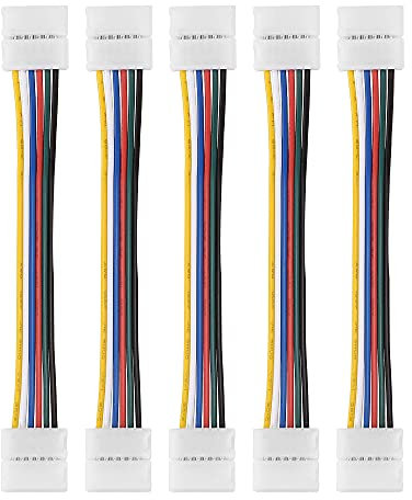 sourcing map 6 Pin 12mm Solderless Strip to Strip Jumper Cable 150mm Length for 5050 LED Lights 5Pcs