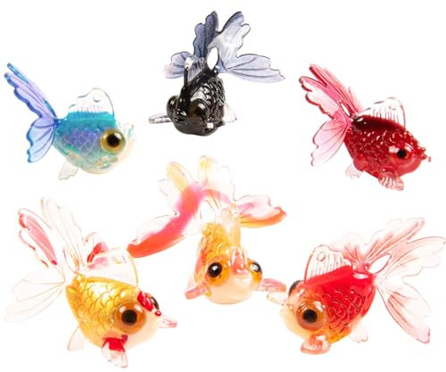 FUNSHOWCASE 6 Mini Goldfish Figuren Miniatures Charms Art Deko Tier 2,5cm