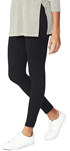 ELF KUCKUCK Damen Leggings Blickdichte Leggins Hose aus Baumwolle Schwarz (XL-XXL)