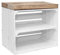 Marwood | Multifunktionales Schuhregal | Elegant | Langlebig | Praktisch | Ausgestattet mit Einer Sitzgelegenheit | Klein im Format | Aus Holz | Ideal für den Flur | Fertig montiert | Weiß/Naturlich
