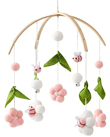 Sarah Duke Babybett Mobile Windspiel 3D Honigbiene Hängende Bettglock Baby Mobile Holz Ornament Neugeborenen Mädchen Jungen Kinderzimmer Decor (B)