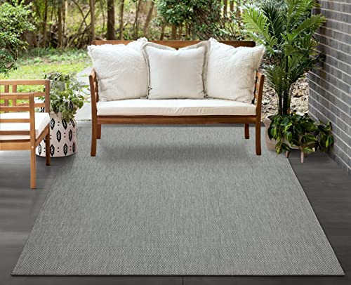 Mia´s Teppiche Malaga In- & Outdoor Teppich Flachgewebe, Modisches Design, Schicke Farben, für Balkon und Terrasse geeignet, Waschbar- und Witterungsbeständig, Grau, 120 x 170 cm