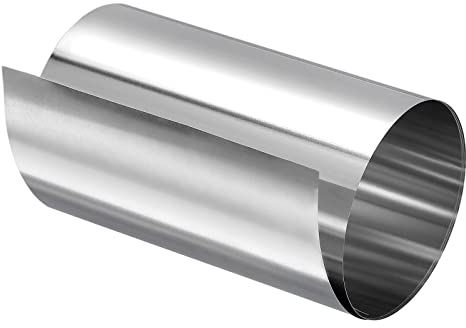 sourcing map Lámina de Acero Inoxidable 304, Rollo Hoja Tira de Placa Fina 0,08x100x1000mm para Artesanías, Equipo Electronico, Tono Plateado, Plateado Tono