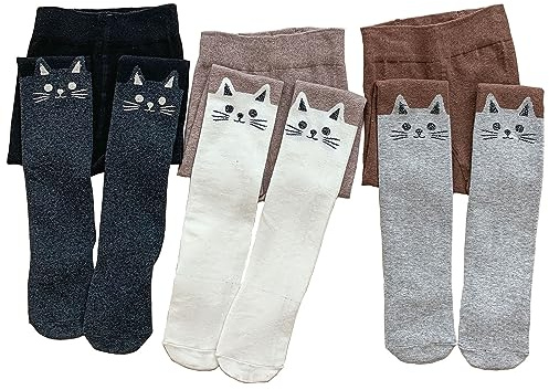 Silkglory 3 stycken babystrumpbyxor flickor, strumpbyxor för flickor med söta glittertryckmönster, leggings med hela fötter för nyfödda småbarn 2–12 år