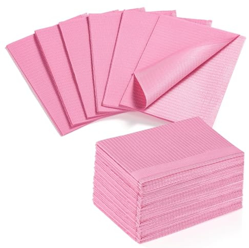 Makartt Disposable Nail Mats, 50 Pcs 3-Ply Absorbent Nail Table Pads with PE Backing, 18” x 13” Nail Desk Protection for Manicure Pedicure, Acrylic Gel Practice, Salon & Home DIY (Pink)