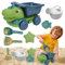 Sandspielzeug Sandförmchen Set,Dinosaurier Sandkasten Spielzeug mit Netztasche,Schloss Sandkasten Strandspielzeug Sand Förmchen Set,Spielstabil Sandspielzeug ab 1 2 3 4 5 Jahr Mädchen Junge (6pcs)