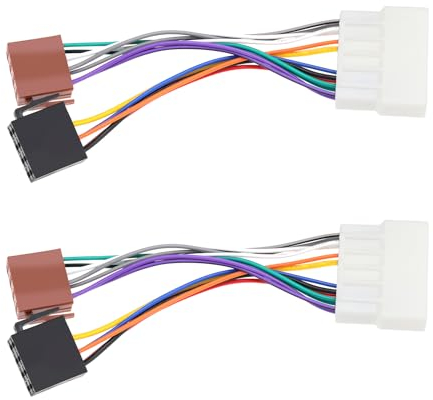 VGOL 2 Piezas Cable Adaptador Radio de Compatible con Honda Accord 1988-1998 Compatible con Honda Civic 1988-1997 Longitud del Cable 12,5 Cm 16 Pines A Conector ISO