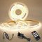 COB LED Streifen Warmweiss 5M, LED Stripe Dimmbar 24V 4000K, lichtband led selbstklebend Wasserdicht IP44, Lichtleiste mit Netzteil und Controller für Unterbau, TV Küche Wohnzimmer DIY (4000K, 5m)