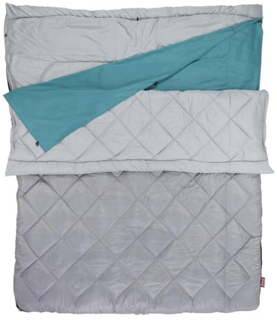 Coleman 45°F Double Sleeping Bag, Queen Size XL Tandem Sleep Sack with Big & Tall Design, Zips Apart into 2 Sleeping Bags, Machine Washable