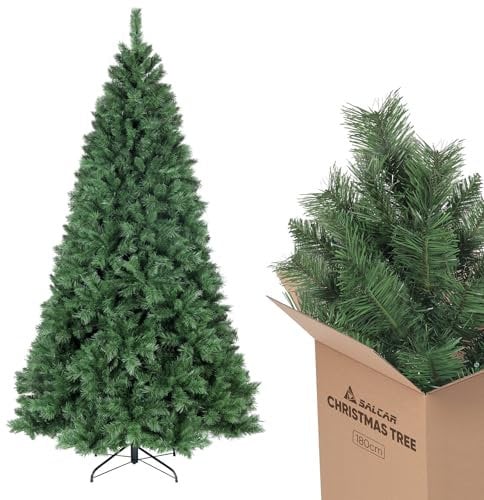 SALCAR 5ft Artificial Christmas Tree – Full & Realistic 150cm Spruce Pine Xmas Tree with Foldable Metal Stand, Perfect for Christmas Home Décor & Holiday Celebrations