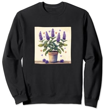 Anise Hyssop Plant In Pot Cottagecore Boho Hearts Graphic Sweatshirt