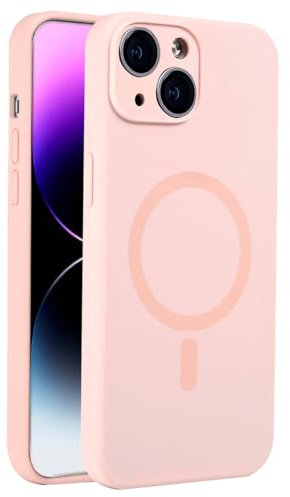 Mixroom - Custodia Cover per iPhone 13 in Tpu silicone liquido morbido compatibile con MagSafe accessori con cerchio magnetico integrato Rosa