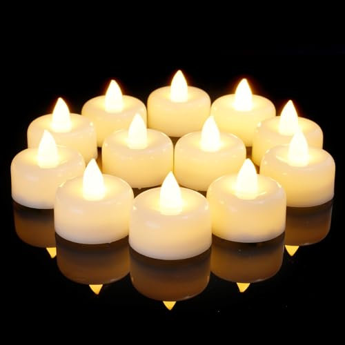 AMAGIC 100 Pack Electric Fake Tealight Bright Flicker for Home Decor, Flameless LED Battery Operated Tea Lights Candles, Mother's Day, Birthday Party