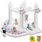 SportBob hüpfburg Kinder Weißes hüpfburgen Doppelschiebe mit gebläse 323 ×284 ×223 cm,aufblasbares Schlag Schloss Dia Ball Grube für Innenhinterhof Hochzeit Kinder Geburtstagsfeier Wasserpark