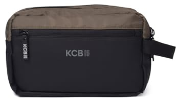 Trousse de toilette double pour homme KCB | Design spacieux et pratique | Poches multifonctions | Variété de compartiments | Poignée confortable et utile | 100 % végan, Kaki