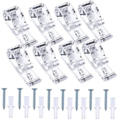 8 Sets Roman Blind P Clip, Plastic Roman Roller Blind Chain Cord P Clips Hooks Child Safety Roller Blind Clips for Blinds with 8 Screws and 8 Plastic Pillars