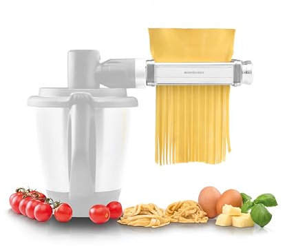 Wundermix - Nudelmaschine – 3-tlg. WunderCentix® Nudelaufsatz für Thermomix TM6 TM5 & KitchenAid • Spaghetti, Fettuccine & Lasagne selbst machen • Pastaaufsatz Thermomix • Pastawalze & -schneider Set