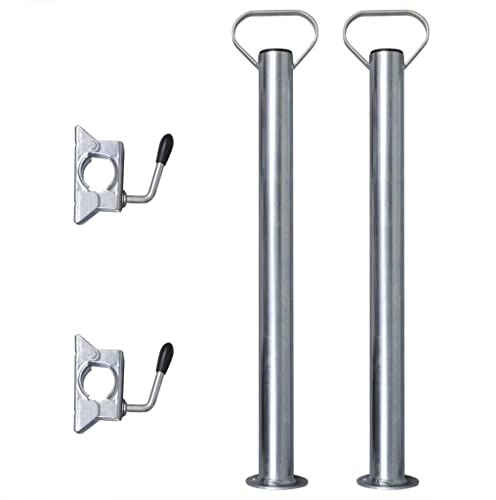 Ziaphsol 2 soportes de apoyo para rueda de apoyo de 48 mm de acero galvanizado de 60 cm para remolque, coche, transporte, carga, equipaje, camping y mudanza