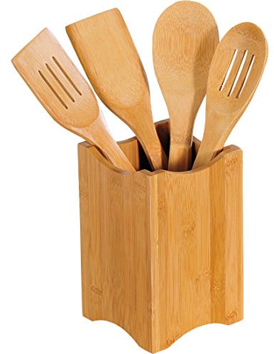 Kesper Küchenhelfer 5er Set, aus Bambus hergestellt, FSC-Zertifiziert, praktisch und dekorativ, Maße: 30 x 6X 0,7 cm und 11 x 11 x 18 cm, 81101