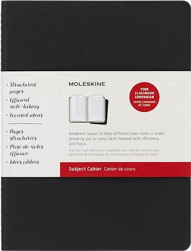 Moleskine - Cahier Journal Subject, 2er Set Notizbücher zur Notizenerstellung - Kartoneinband, Sichtbare Stickereien - Extra Groß 19 x 25 cm - Schwarz & Cranberry Red, 160 Seiten