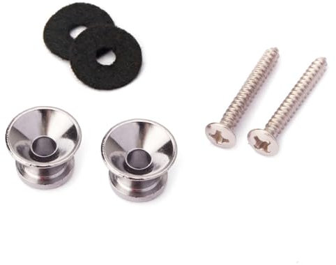 Bottoni Per Cinghia Chitarra Elettrica Acustica Basso, Argento, Facile Da Installare, Accessori Sostitutivi in Acciaio Con Viti Di Montaggio