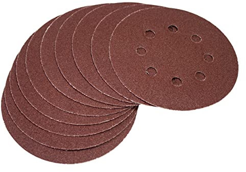 Amtech V4085 P80 Hook and Loop Orbital Sanding Sheets, 10 Piece Set, 125mm Diameter Sanding Paper