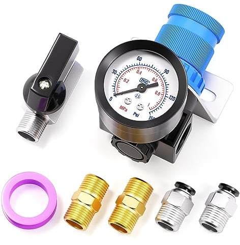TAILONZ PNEUMATIC 5-in-1 1/4 Inch NPT AR2000 Mini Pressure Regulator Kit for Compressed Air Systems, Adjust 0 to 145 Psi