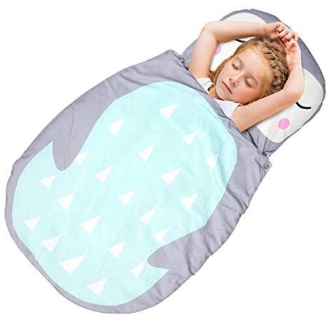 Schlafsack für Kleinkinder Kindergarten Schlafsäcke,3in1 Decke Bettdecke Kopfkissen mit Karikatur Pattern für Kindergarten Zuhause Reise (Grau Pinguin)