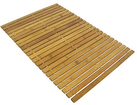 HALAWAKA Tapis de Bain Pliant en Bois de Bambou pour Sauna de Spa de Douche avec Pieds antidérapants intérieur extérieur pour Cuisine Chambre Salle de Bain paillasson de Toilette 15.75X23.62in